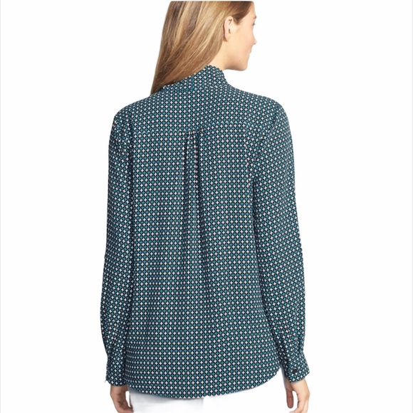 Pleione Mini Print Faux Wrap Blouse Size Small - Picture 10 of 10